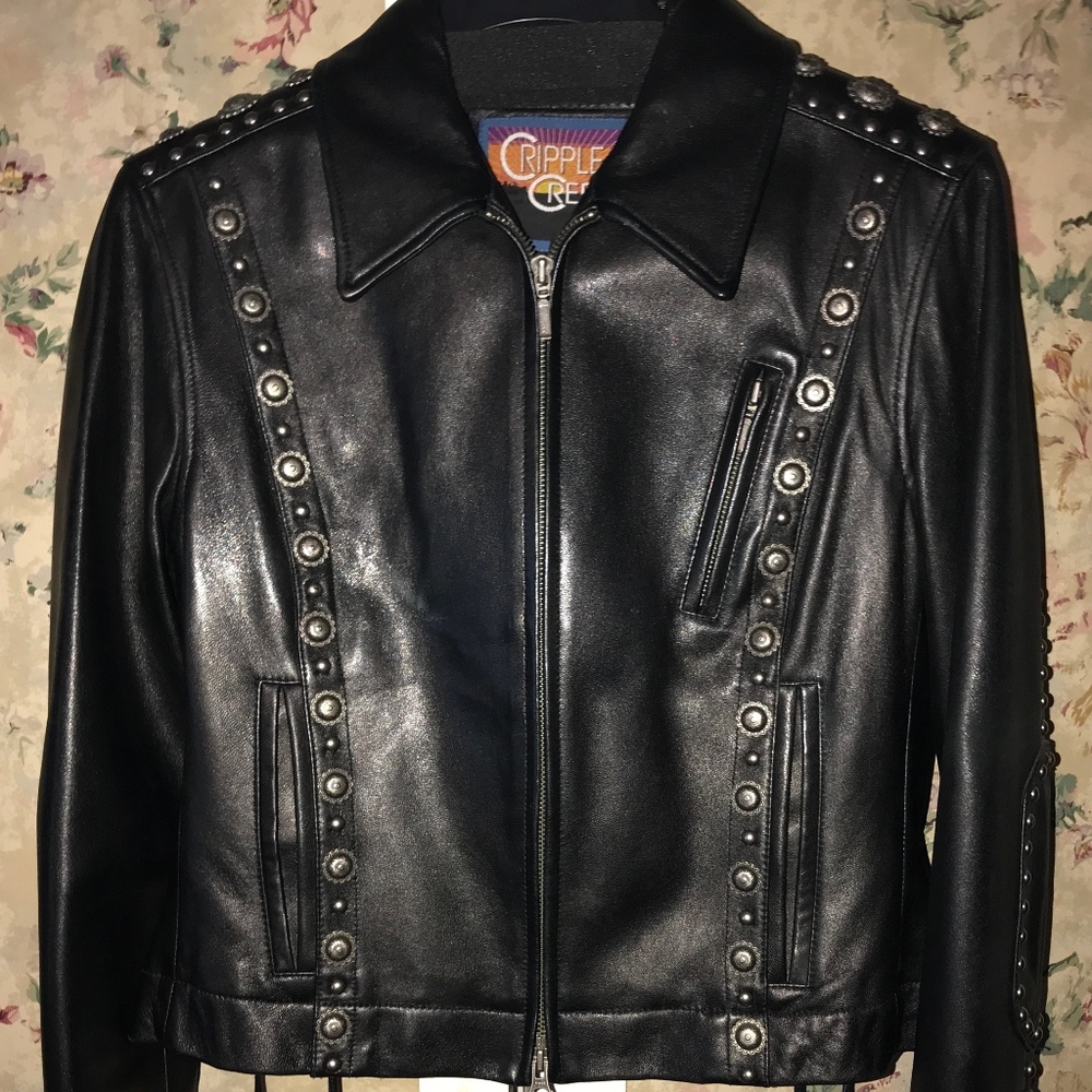 CRIPPLE CREEK Designer Studded Leather Jacket - Picture 1 of 8